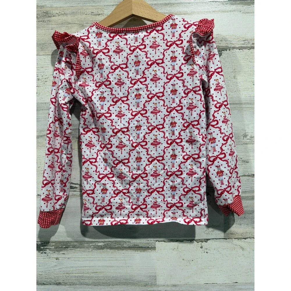 Cecil and Lou Shirt Girls 6 Red Nutcracker Ballerina Ruffle Holiday EUC